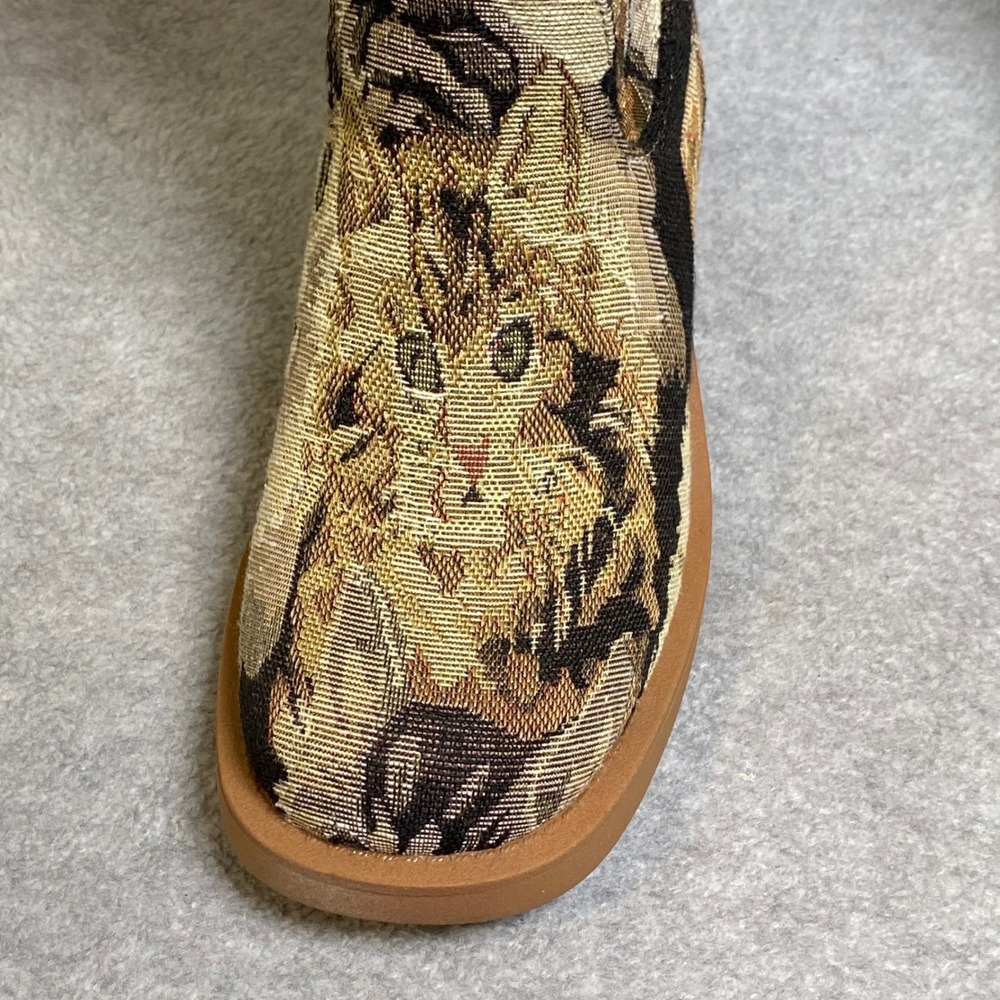 Bamboo Gary-06 Cat Tapestry Boots Women's Size 5.5 Tan Kitten Print Mid Calf EUC - Picture 9 of 13